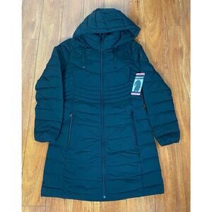 NEW Women DKNY Down Feather Water Resistant hooded puffer parka jacket coat S